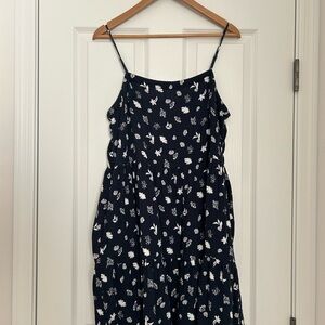 LOFT Navy and White Floral Sundress
